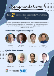 Congratulations to our SCAPERS who are ranked in the World’s Top 2% of most-cited scientists in Education 2023!