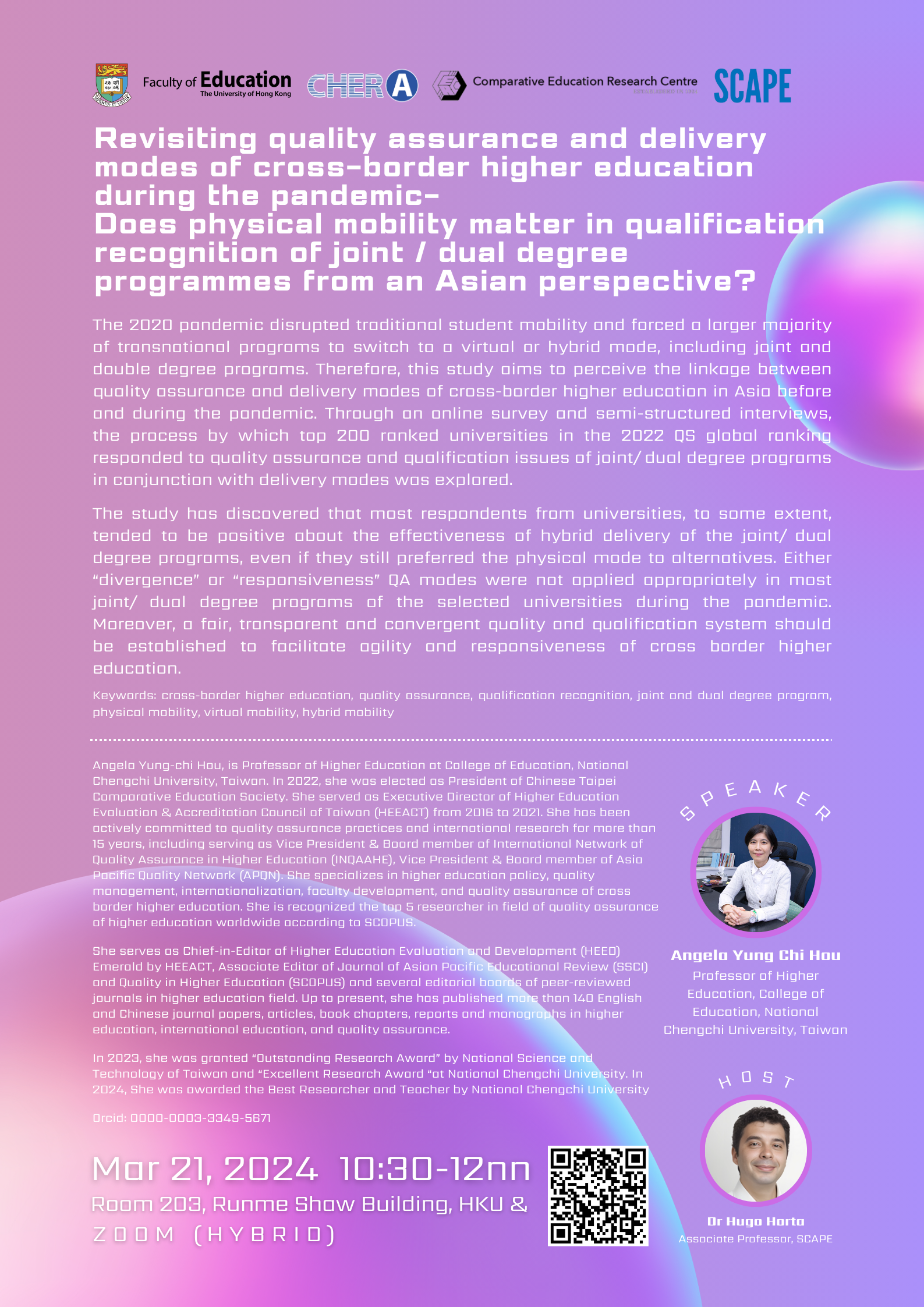 [Full Video Available] Revisiting Quality Assurance and Delivery Modes of Cross-border Higher Education during the Pandemic- Does Physical Mobility Matter in Qualification Recognition of Joint/Dual Degree Programmes from an Asian Perspective?